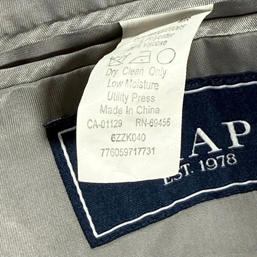 Chaps Mens Light Gray Sharkskin Two Button Blazer Sport Coat 48R